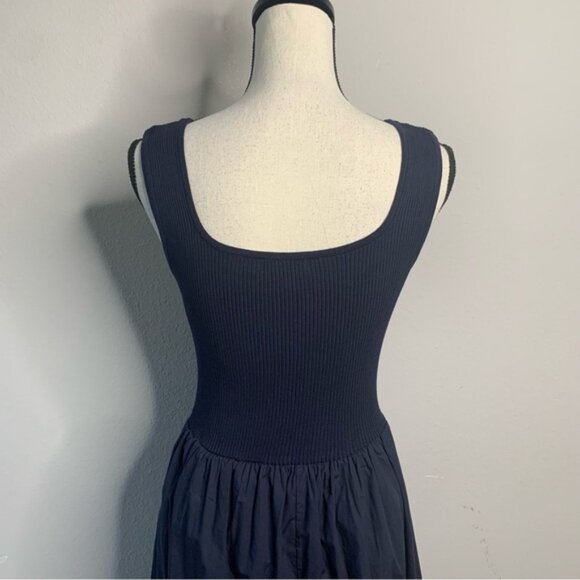 NWT Moon River Navy Blue Sleeveless Mixed Media Midi Dress - Picture 9 of 12
